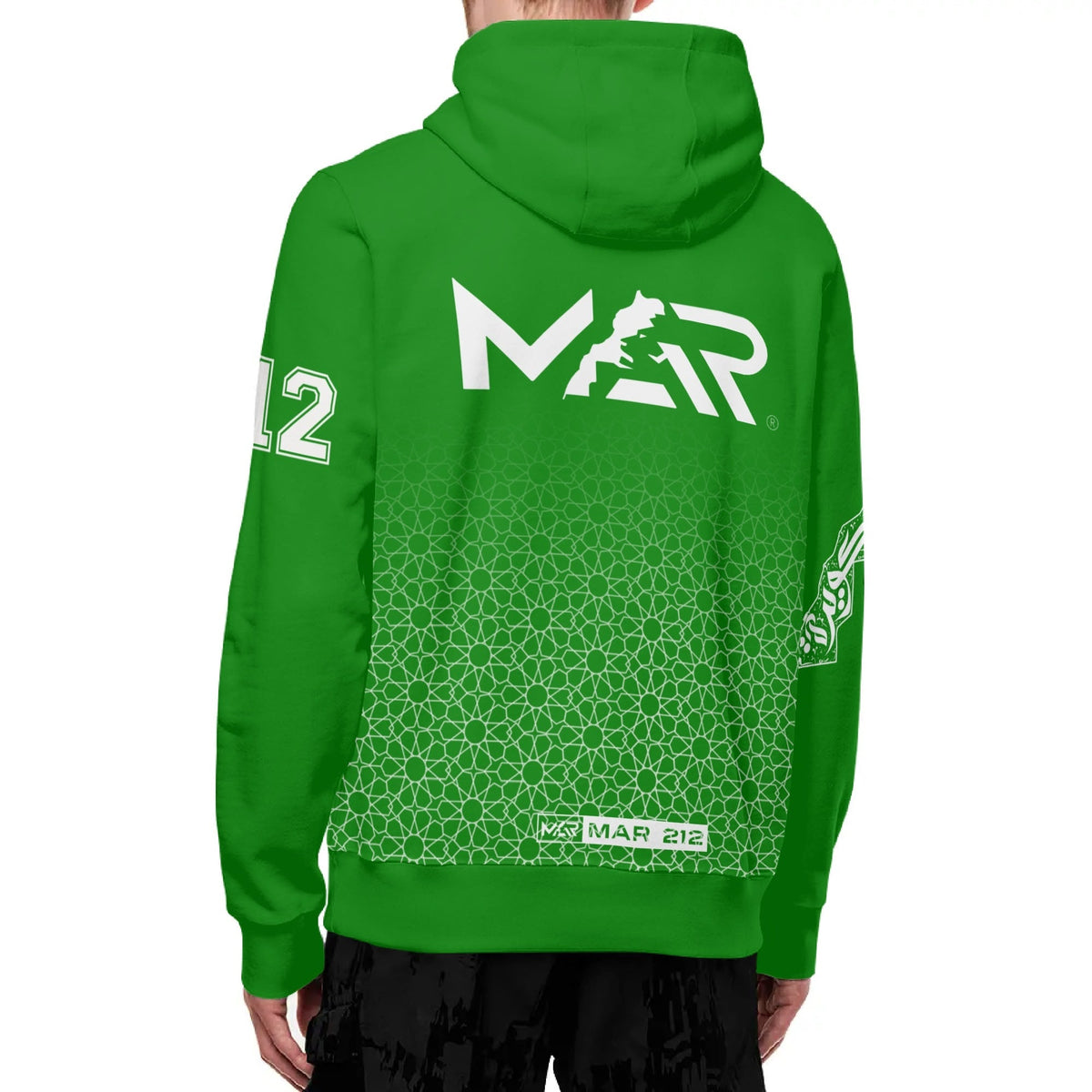 Sweat à capuche MAR à col roulé Streetwear vert