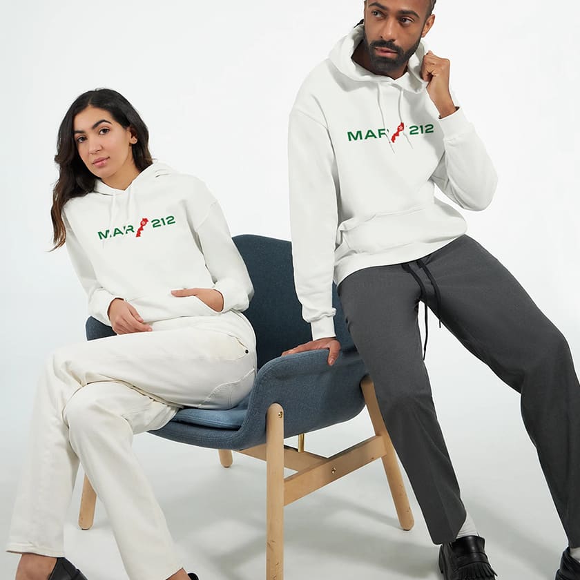 Sweat à capuche MAR212 carte Maroc complète unisexe