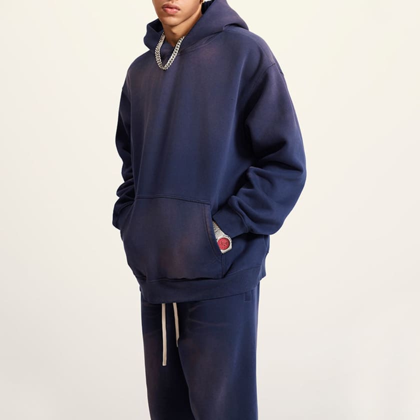 Sweat à capuche polaire Étoile Morocco Streetwear Bleu roi