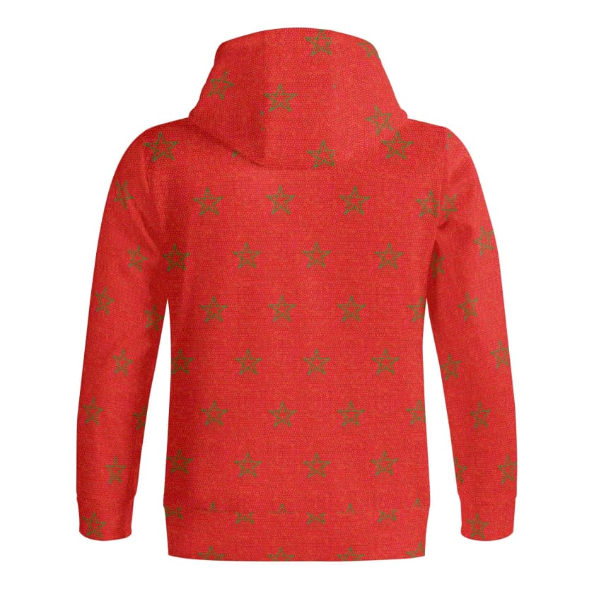 Sweat à capuche Streetwear MOROCCO STAR Rouge Col roulé