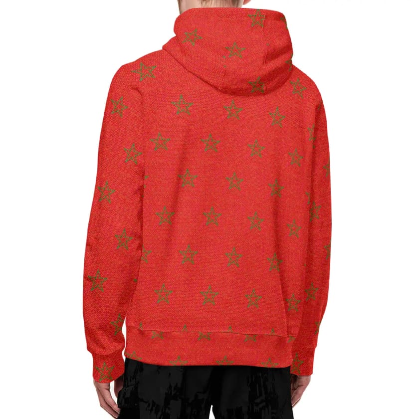 Sweat à capuche Streetwear MOROCCO STAR Rouge Col roulé