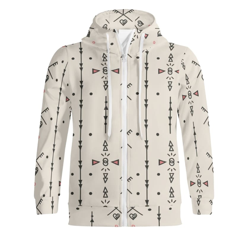 Sweat à capuche Streetwear Motif berbère Col roulé zippé