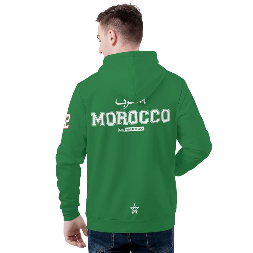 Sweat à capuche vert Maillot Maroc foot suporter Marocain