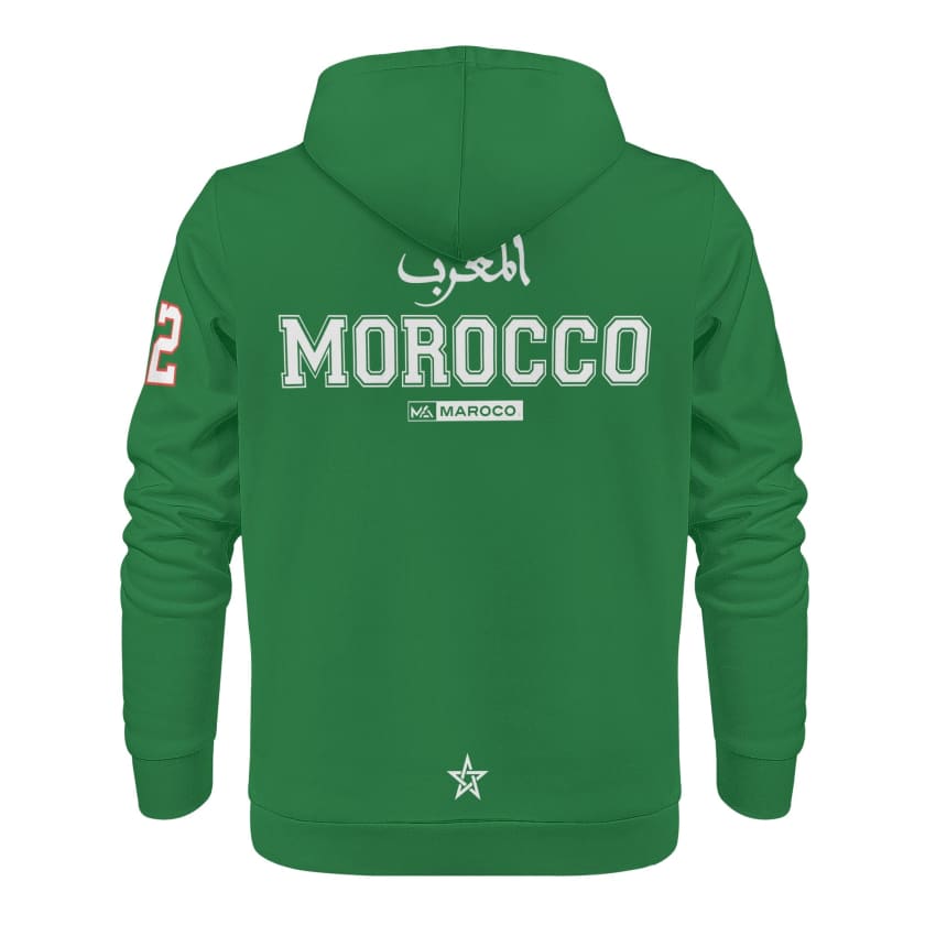 Sweat à capuche vert Maillot Maroc foot suporter Marocain