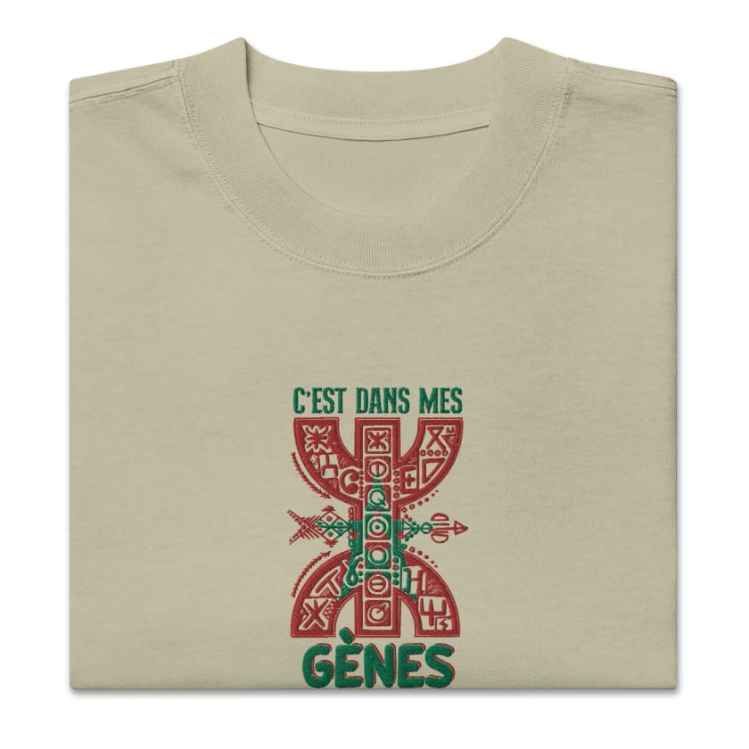 T-shirt Amazigh c’est dans mes gènes brodé oversize