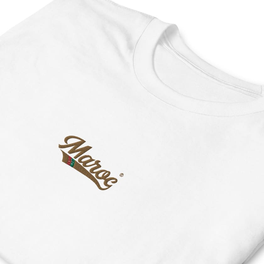 T-shirt Brodé Maroc Logo Maroco Unisexe à Manches Courtes