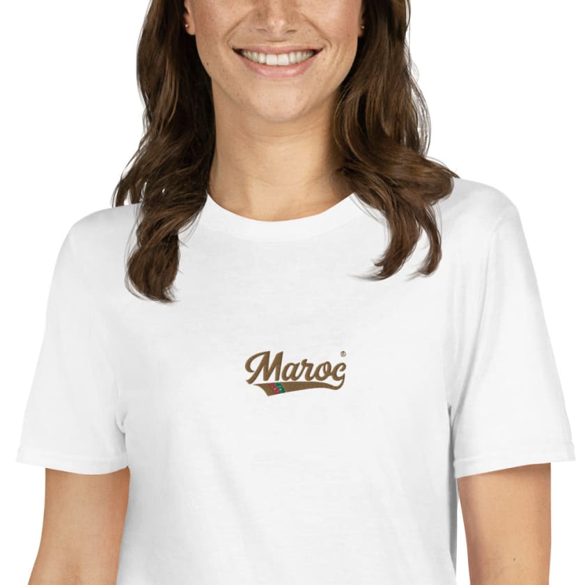 T-shirt Brodé Maroc Logo Maroco Unisexe à Manches Courtes