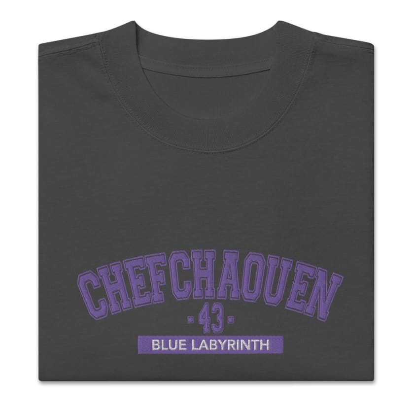 T-shirt Chefchaouen 43 Blue labyrinth brodé oversize unisexe
