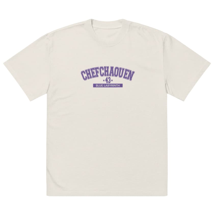 T-shirt Chefchaouen 43 Blue labyrinth brodé oversize unisexe