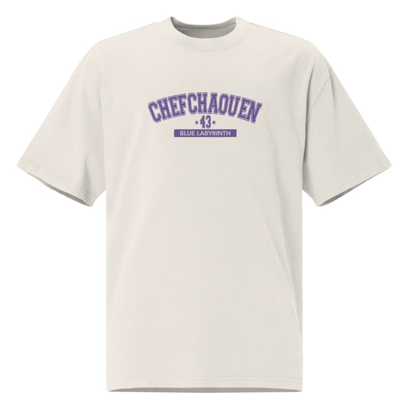 T-shirt Chefchaouen 43 Blue labyrinth brodé oversize unisexe