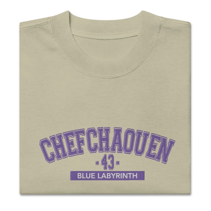 T-shirt Chefchaouen 43 Blue labyrinth brodé oversize unisexe