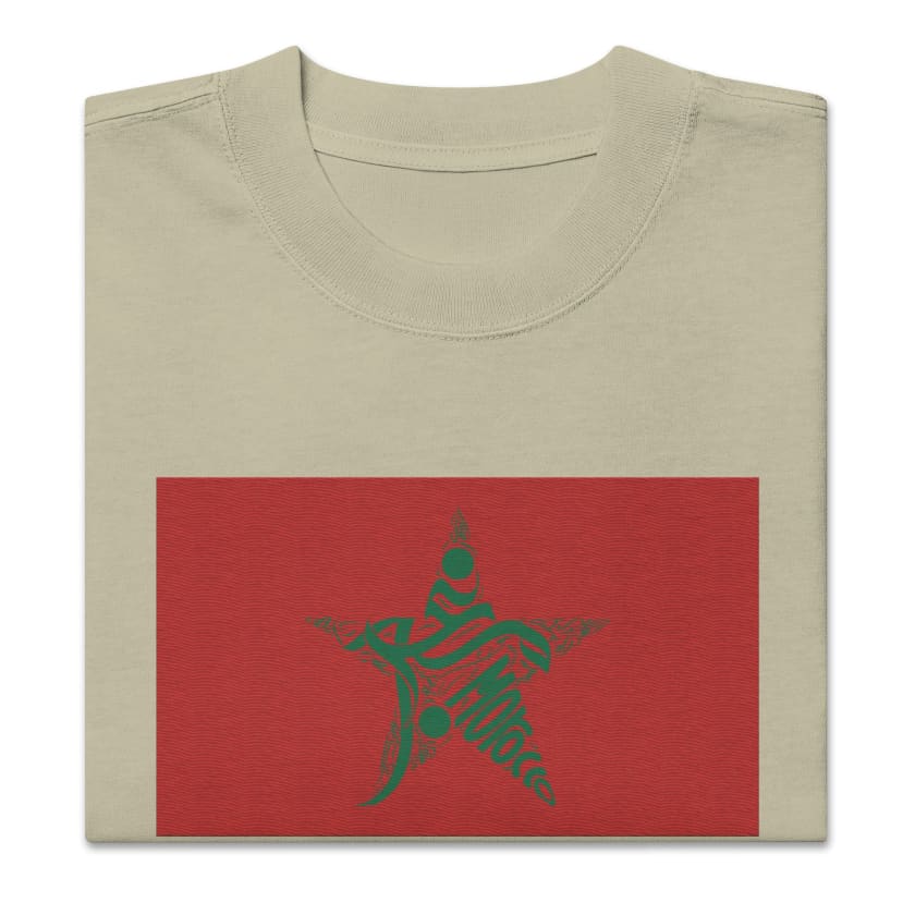 T-shirt drapeau Maroc calligraphie Arabe oversize brodé