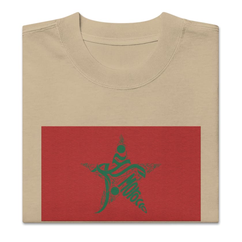 T-shirt drapeau Maroc calligraphie Arabe oversize brodé
