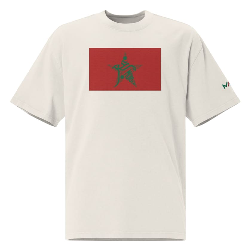 T-shirt drapeau Maroc calligraphie Arabe oversize brodé