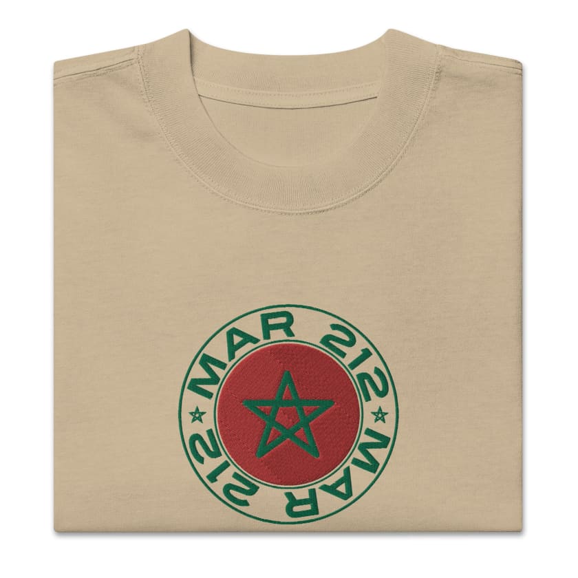 T-shirt drapeau Maroc MAR212 oversize brodé unisexe