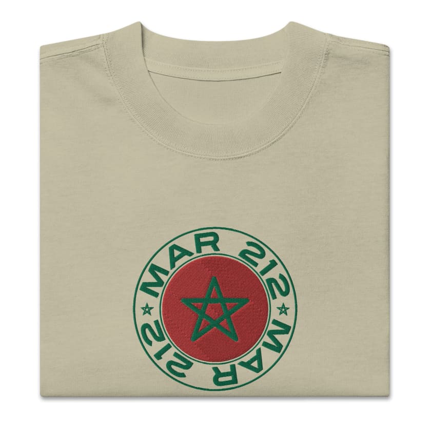 T-shirt drapeau Maroc MAR212 oversize brodé unisexe