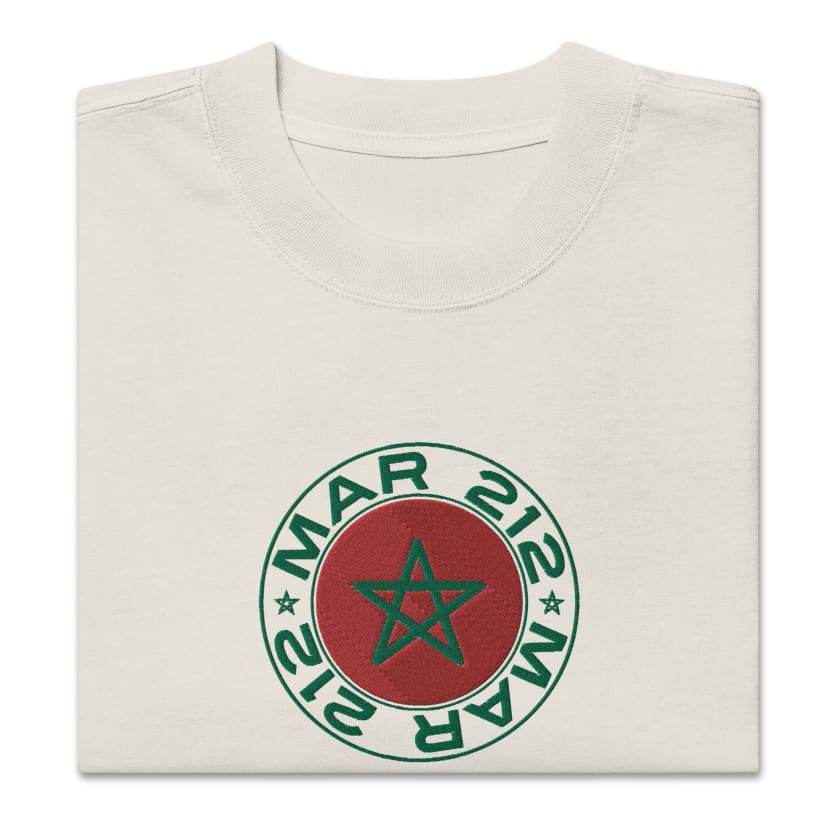 T-shirt drapeau Maroc MAR212 oversize brodé unisexe
