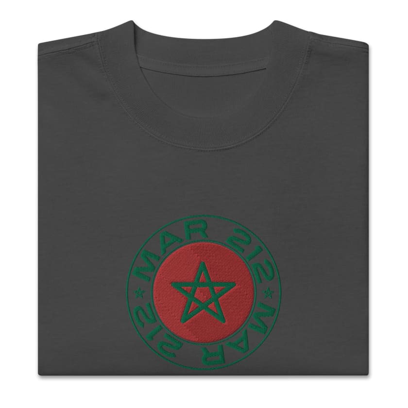 T-shirt drapeau Maroc MAR212 oversize brodé unisexe