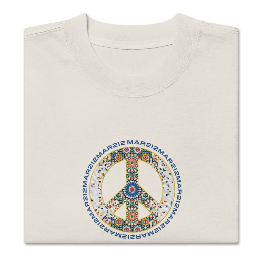 T-shirt MAR peace and love Zellige brodé oversize unisexe