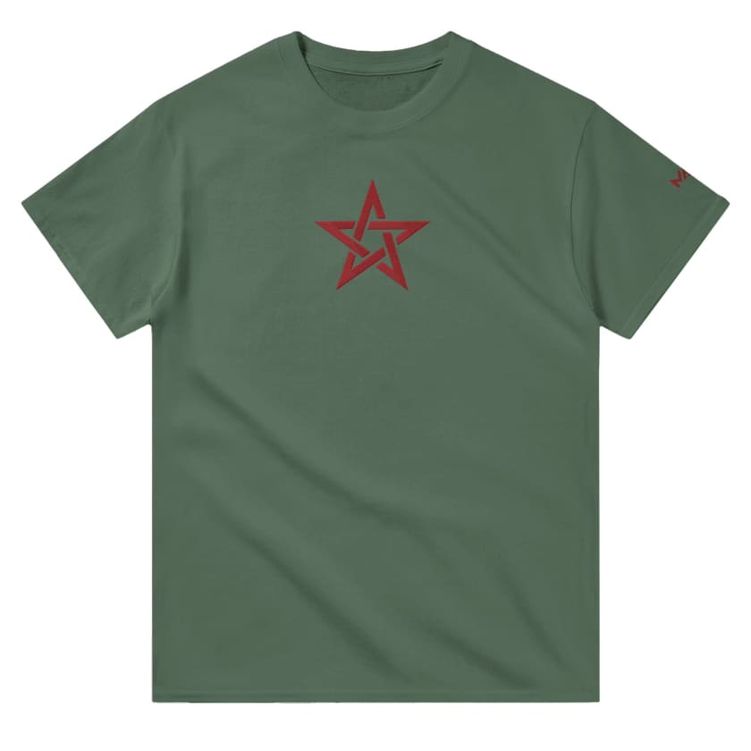 T-shirt Morocco Étoile verte MAR brodé unisexe