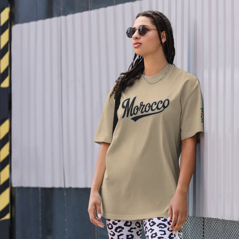 T-shirt oversize beige MOROCCO brodé MAR