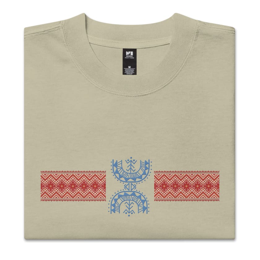 T-shirt oversize délavé Motif Berbère brodé