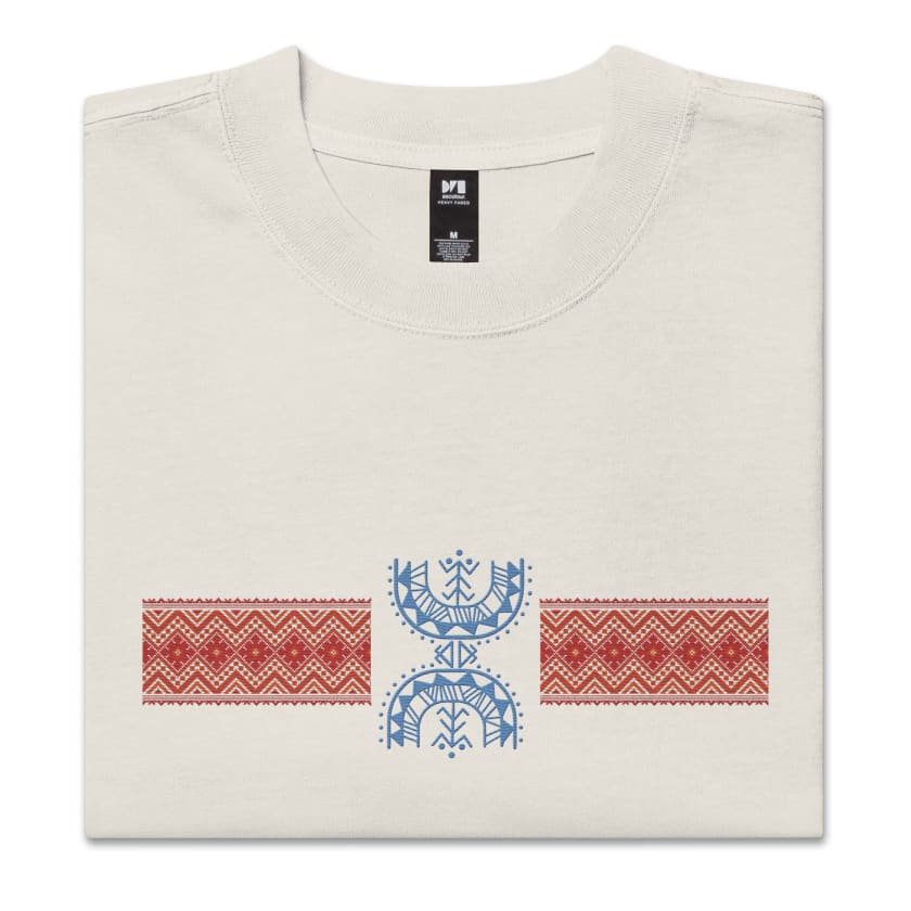 T-shirt oversize délavé Motif Berbère brodé