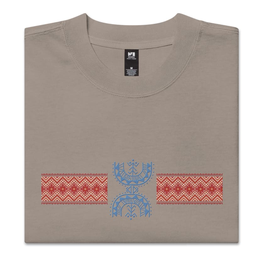 T-shirt oversize délavé Motif Berbère brodé