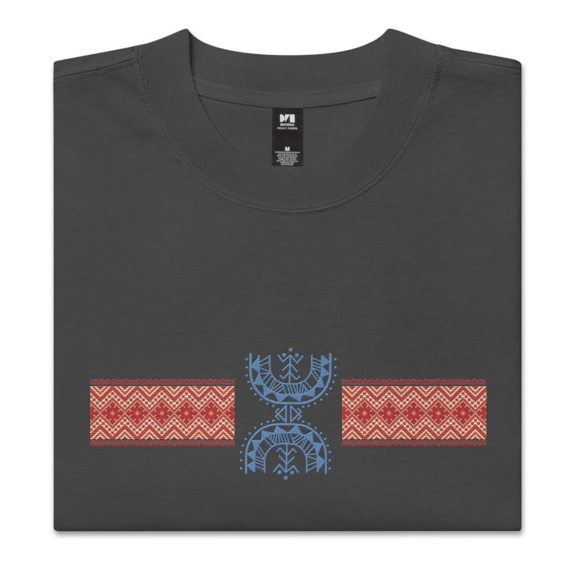 T-shirt oversize délavé Motif Berbère brodé