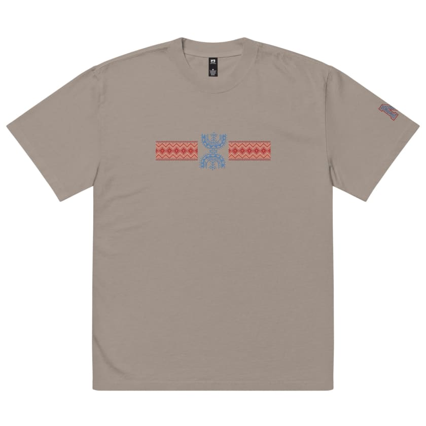 T-shirt oversize délavé Motif Berbère brodé