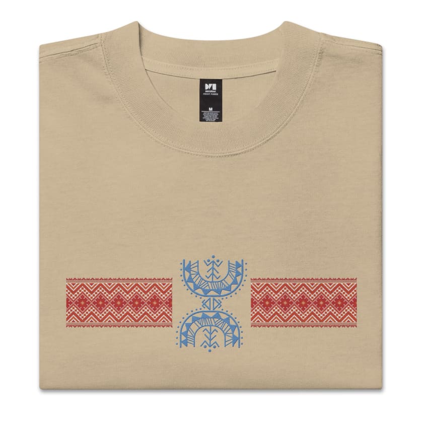 T-shirt oversize délavé Motif Berbère brodé