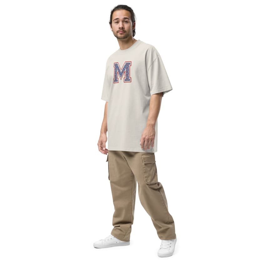 T-shirt oversize Maroc M motif zellige Marocain Brodé délavé