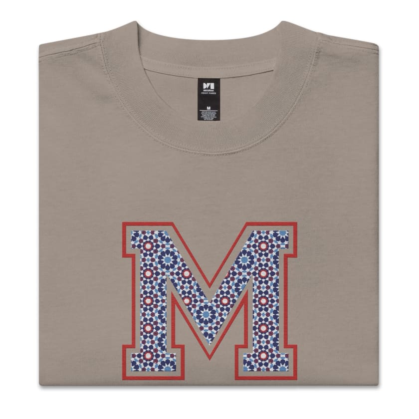 T-shirt oversize Maroc M motif zellige Marocain Brodé délavé