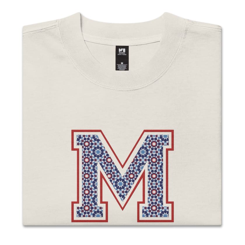 T-shirt oversize Maroc M motif zellige Marocain Brodé délavé
