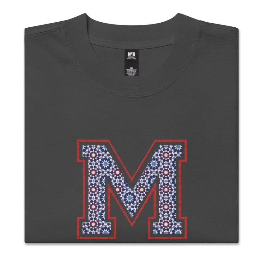 T-shirt oversize Maroc M motif zellige Marocain Brodé délavé