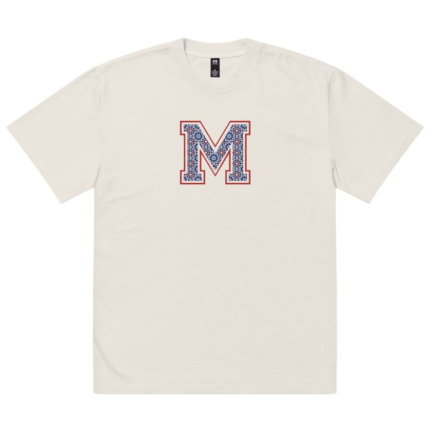 T-shirt oversize Maroc M motif zellige Marocain Brodé délavé