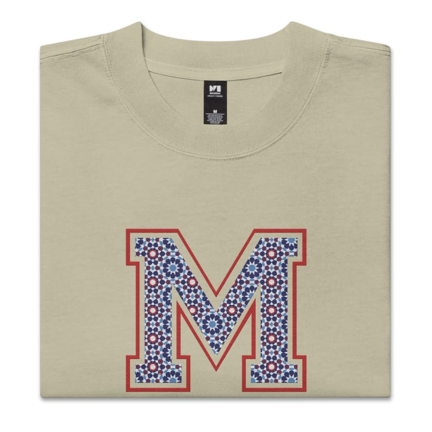 T-shirt oversize Maroc M motif zellige Marocain Brodé délavé