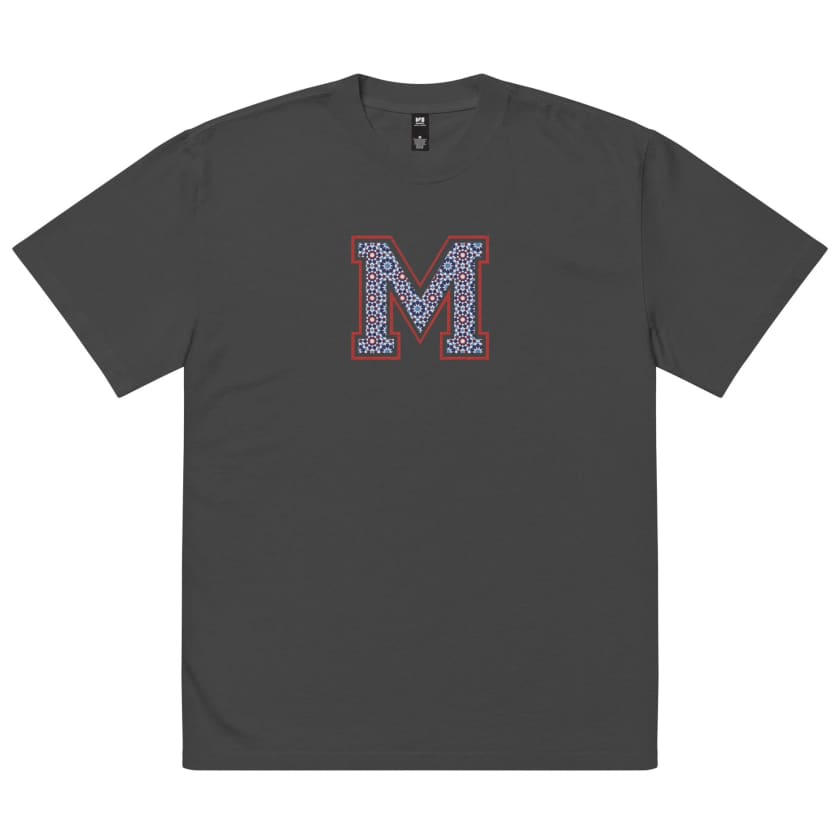 T-shirt oversize Maroc M motif zellige Marocain Brodé délavé