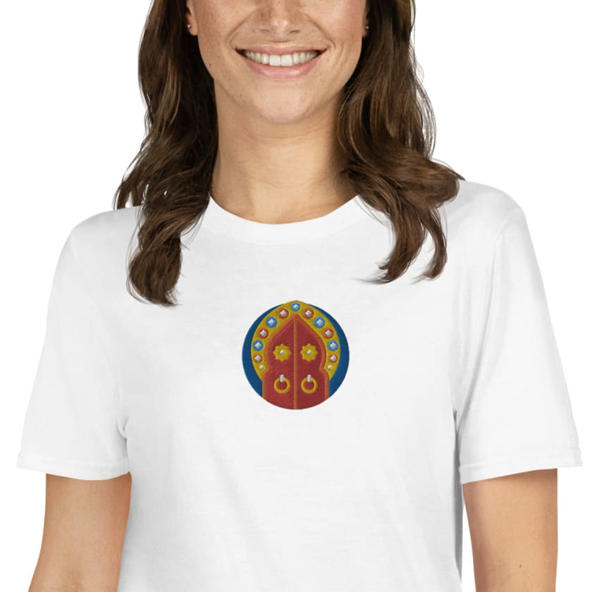 T-shirt Personnalisé Brodé Porte Marocaine Unisexe à Manches