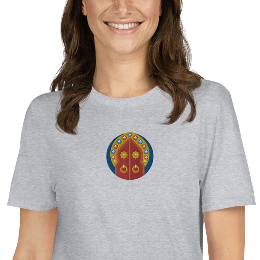 T-shirt Personnalisé Brodé Porte Marocaine Unisexe à Manches