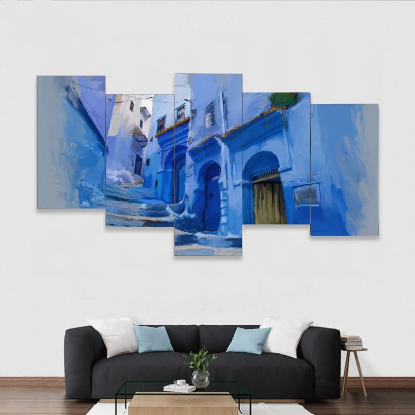 Tableau chefchaouen Maroc encadrés 5 pièces
