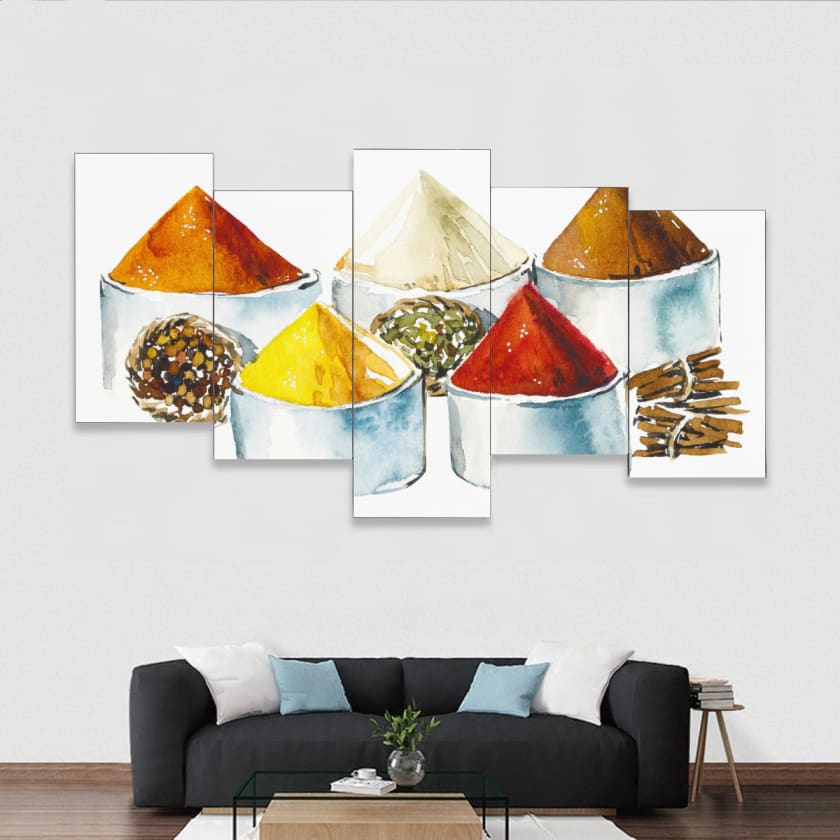 Tableau Epices Marocains encadrés 5 pièces
