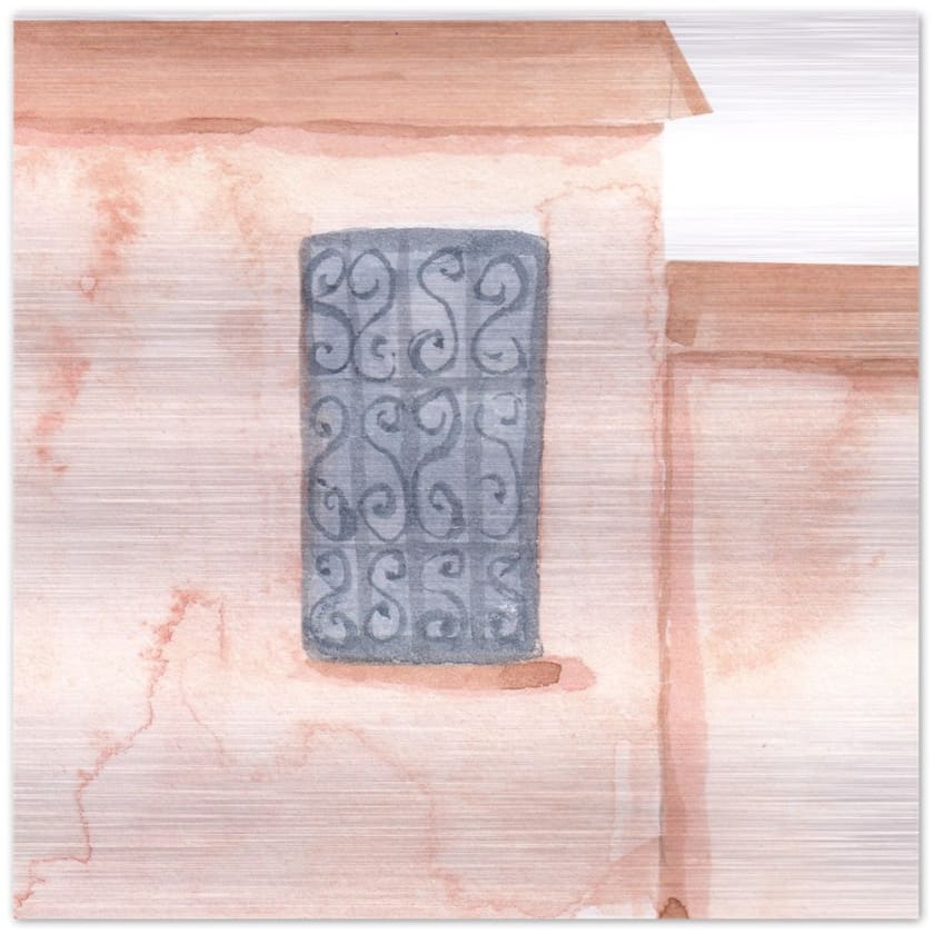 Tableau maison marocaine Aquarelle Impression en aluminium 