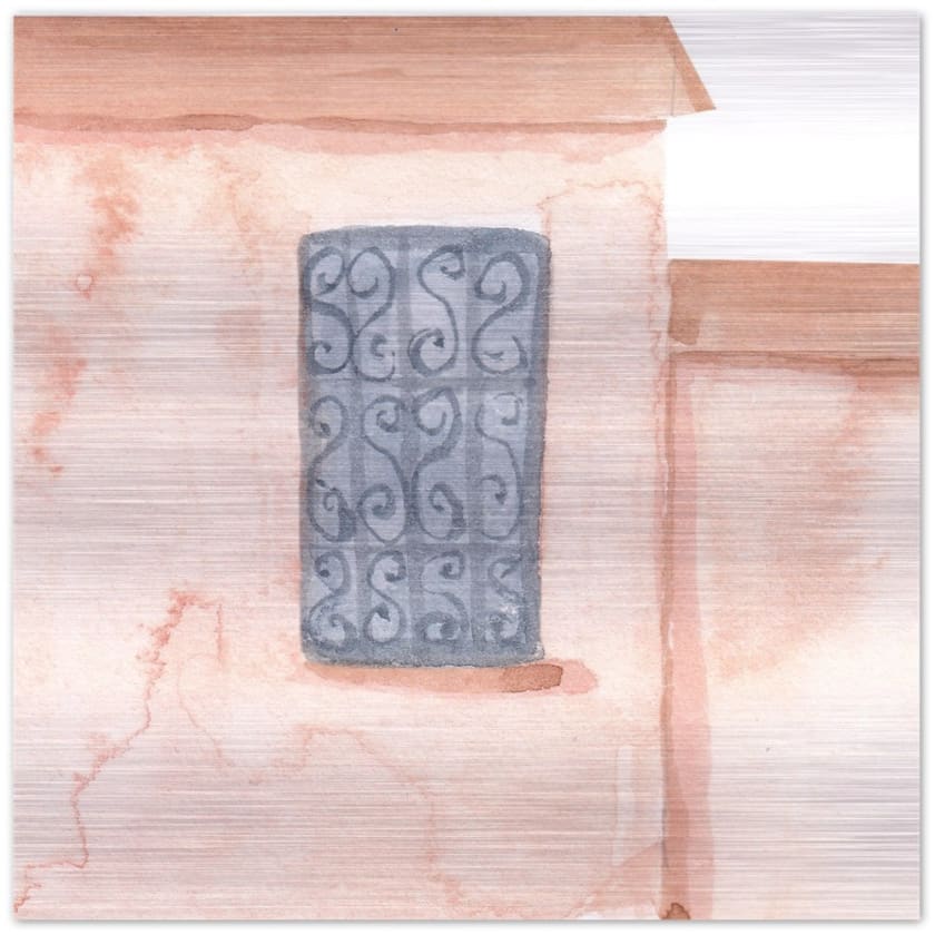 Tableau maison marocaine Aquarelle Impression en aluminium 