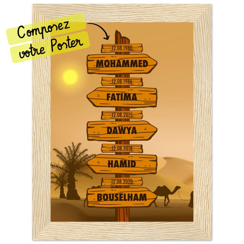 Tableau personnalisé Famille Désert Maroc poster encadré en