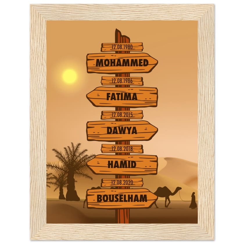 Tableau personnalisé Famille Désert Maroc poster encadré en