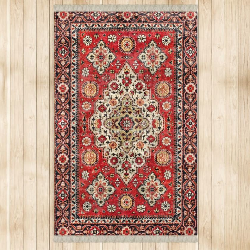 Tapis Marocain rouge en velours 128x200