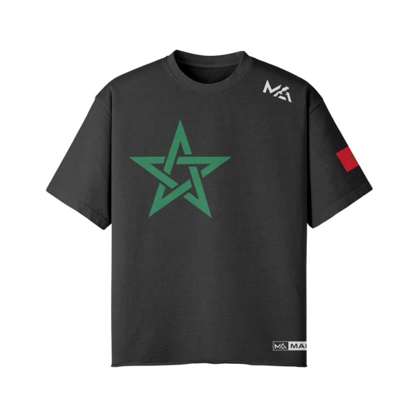 Tee-shirt surdimensionné style vintage Drapeau Maroc