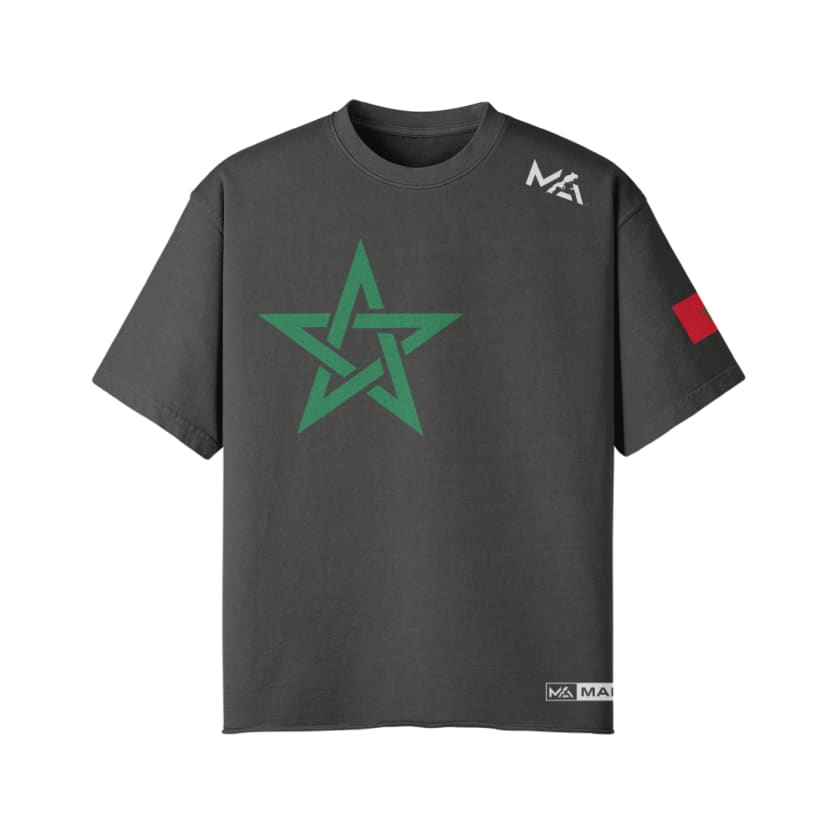 Tee-shirt surdimensionné style vintage Drapeau Maroc