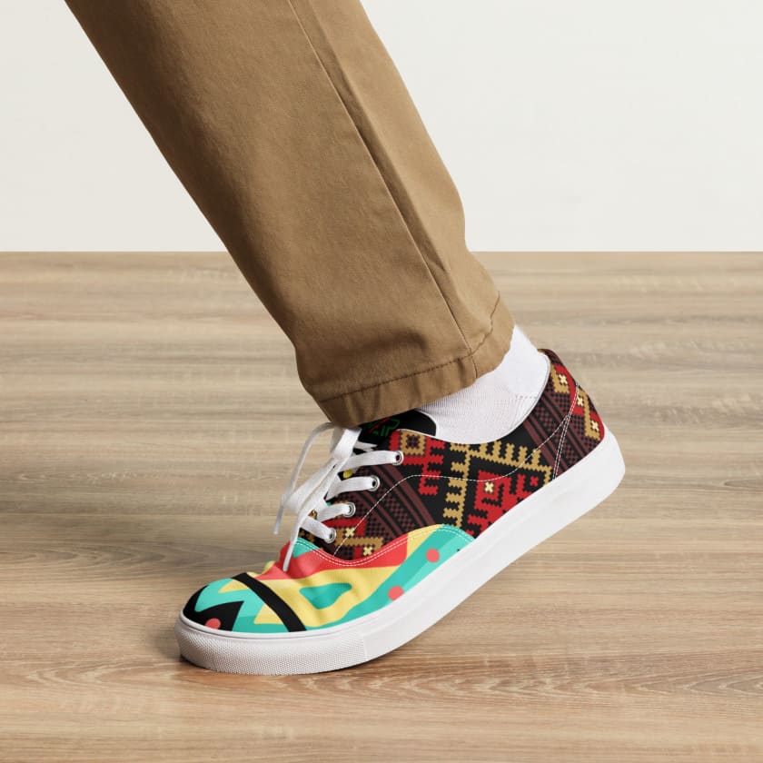 Tennis en toile avec lacets motifs marocain Amazigh unisexe